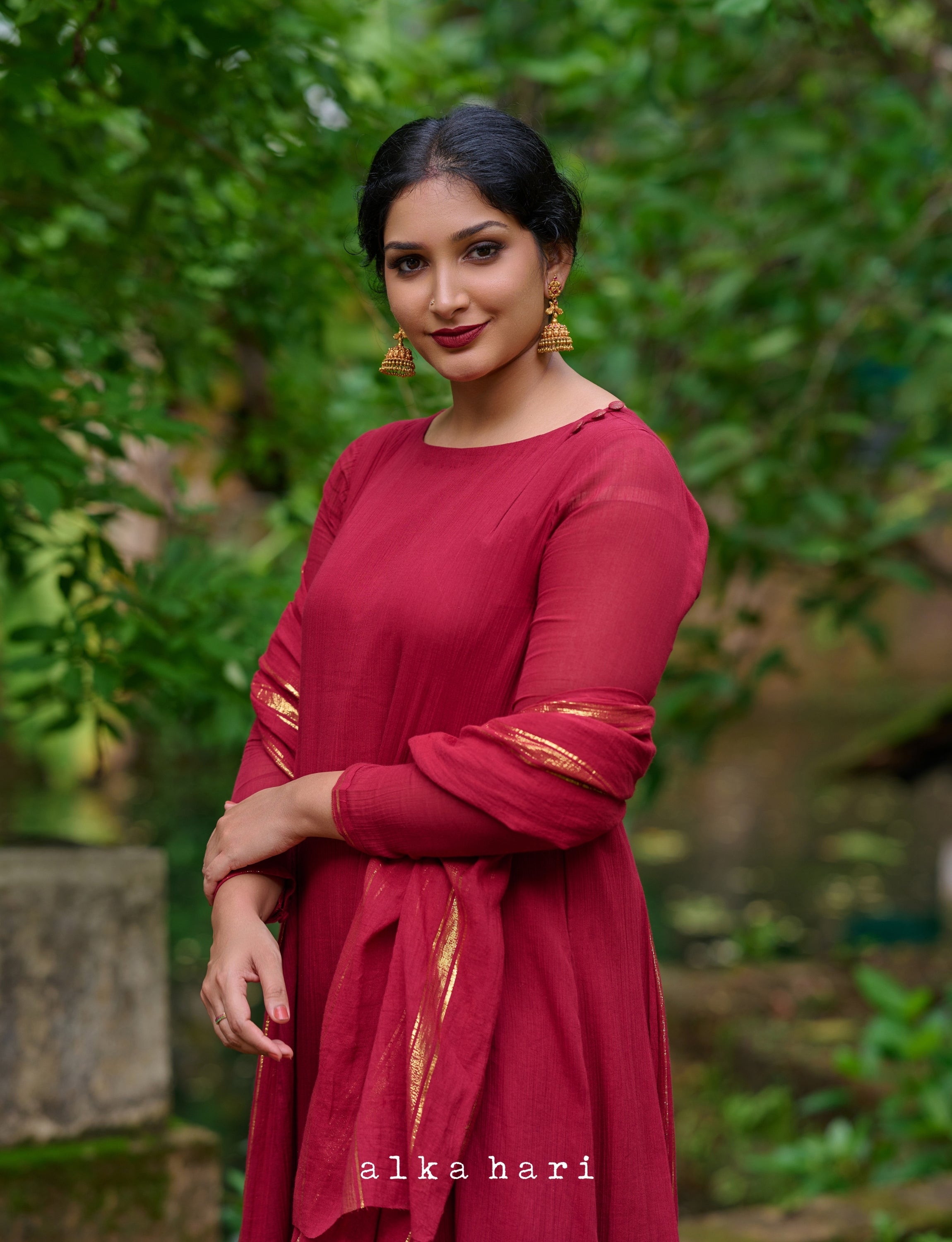 Maroon Anarkali